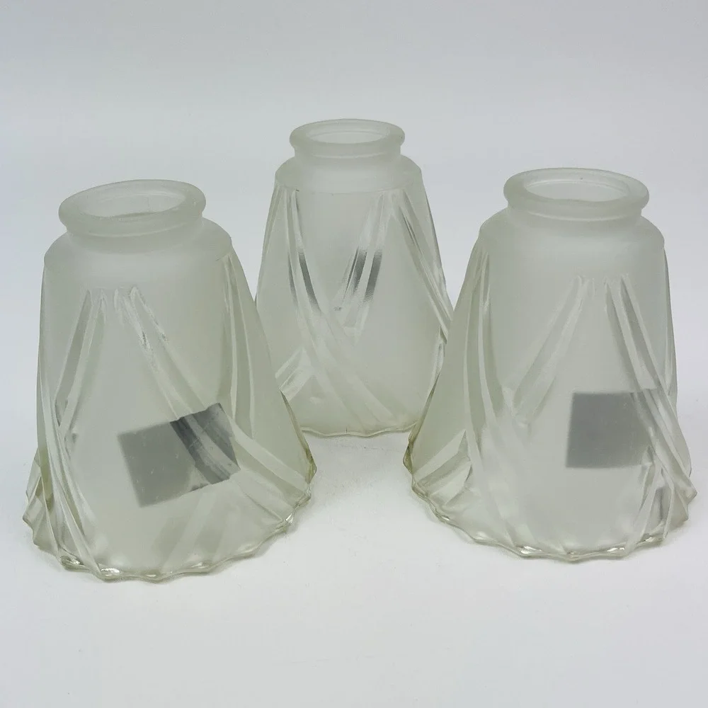 Set of 3 Light Shades Clear Frosted Glass 2 1/4 Ceiling Fan Chandelier Wall Scon